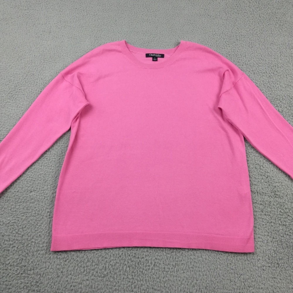 Chadwicks Of Boston Womens Sweater Pink Crew Neck Pullover Long Sleeve L